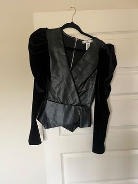 Flying Tomato Black Faux Leather Zip-Front Top